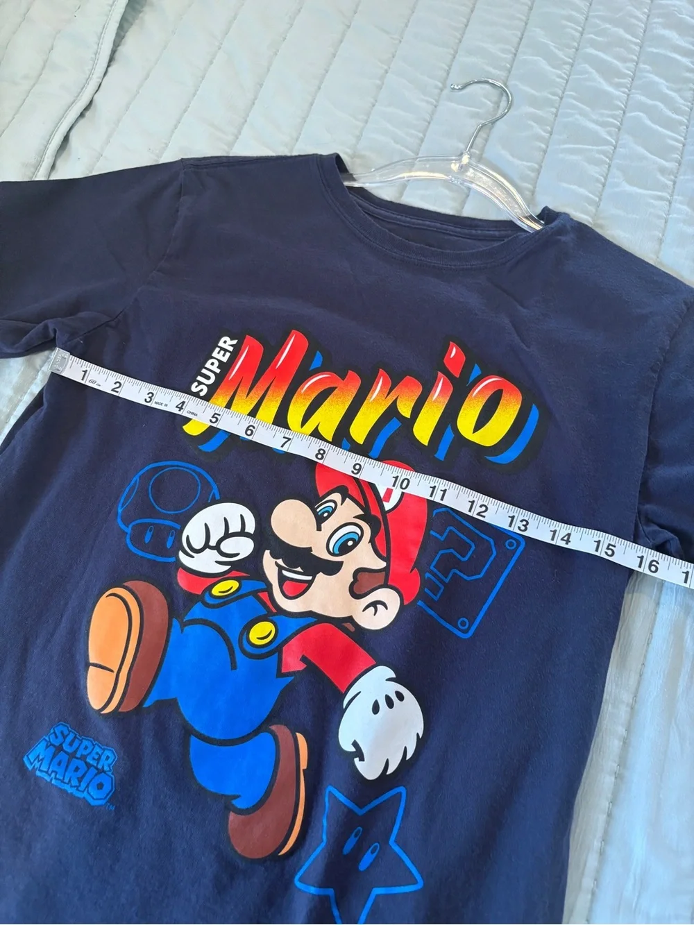 Boys Super Mario Nintendo Navy Graphic T-Shirt Size XL/14